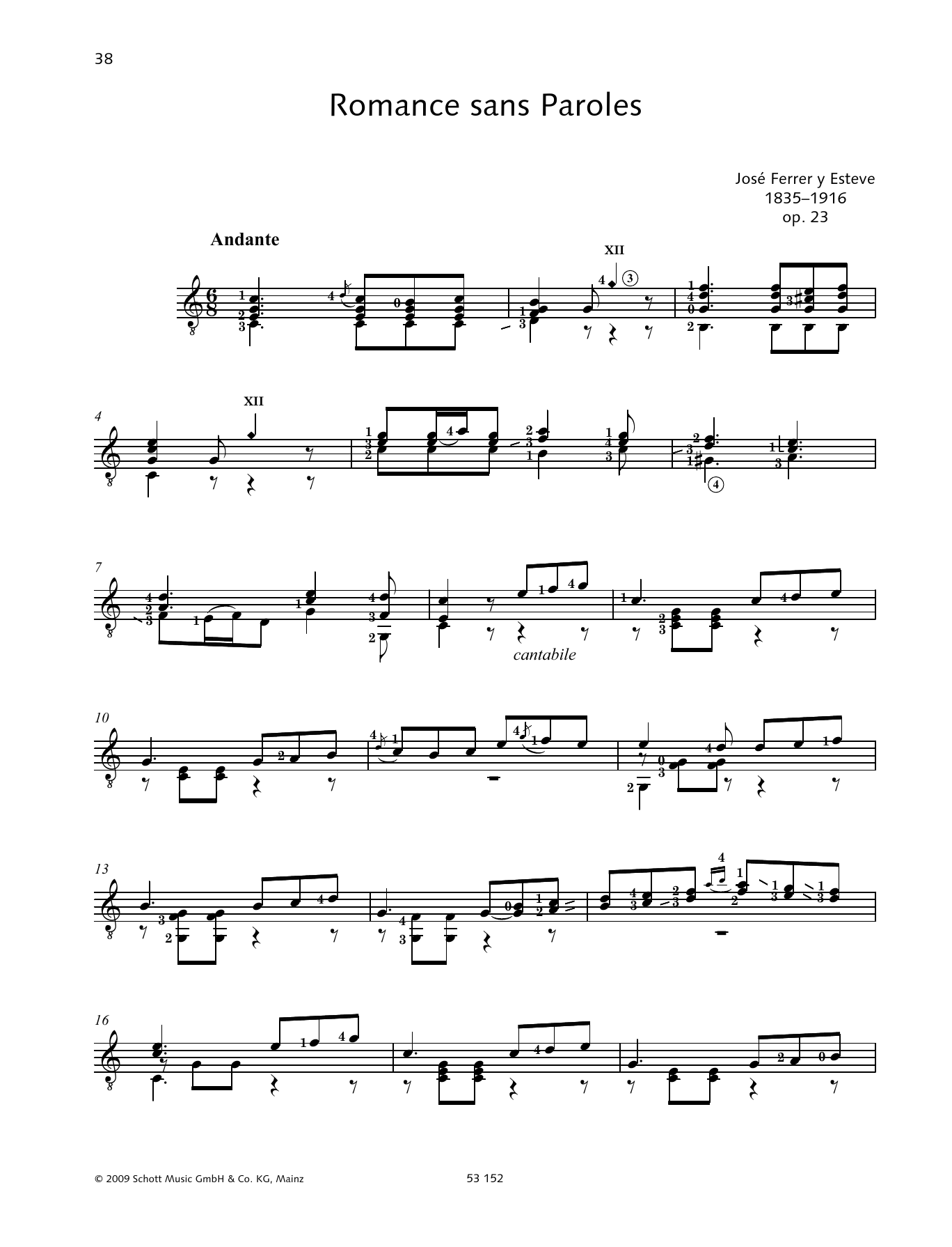 Jose Ferrer Romance sans Paroles Sheet Music Notes & Chords for Solo Guitar - Download or Print PDF
