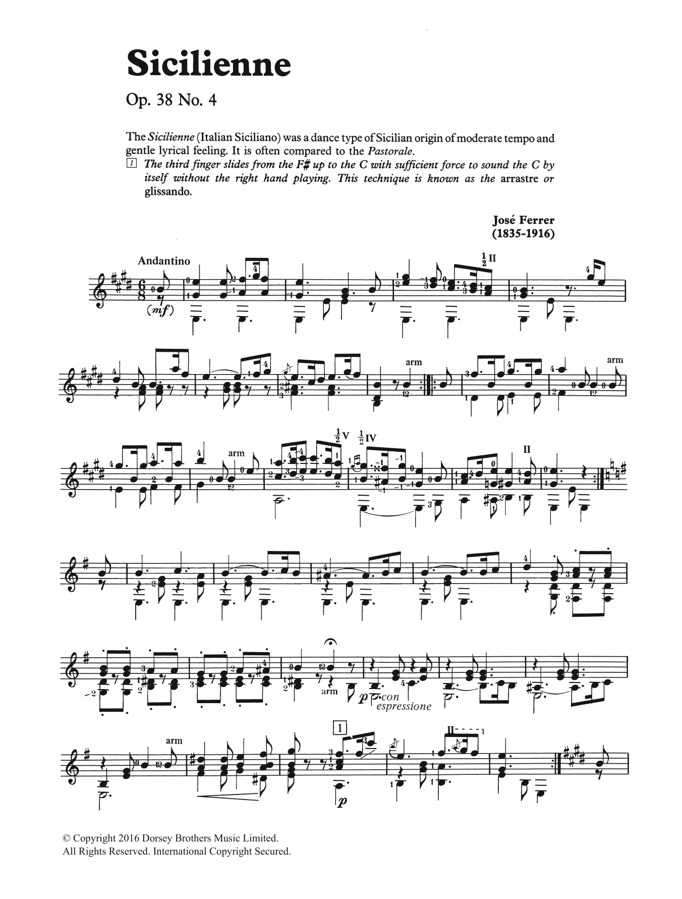 Jose Ferrer Sicilienne Sheet Music Notes & Chords for Guitar - Download or Print PDF