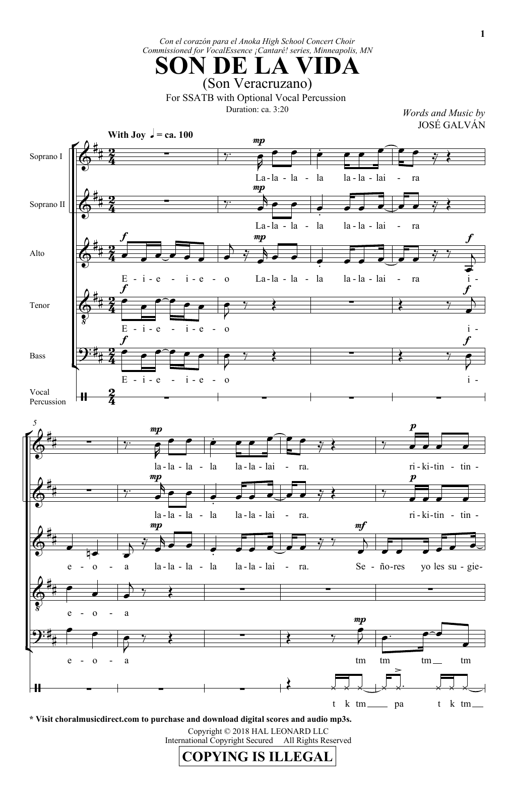 Jose Galvan Son De La Vida Sheet Music Notes & Chords for SATB Choir - Download or Print PDF