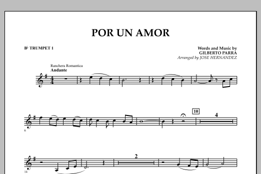 Jose Hernandez Por Un Amor - Bb Trumpet 1 Sheet Music Notes & Chords for Concert Band - Download or Print PDF