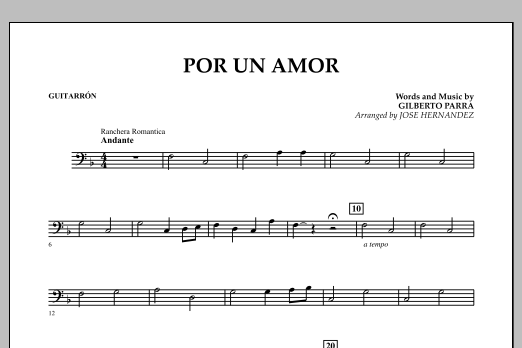 Jose Hernandez Por Un Amor - Guitarron Sheet Music Notes & Chords for Concert Band - Download or Print PDF