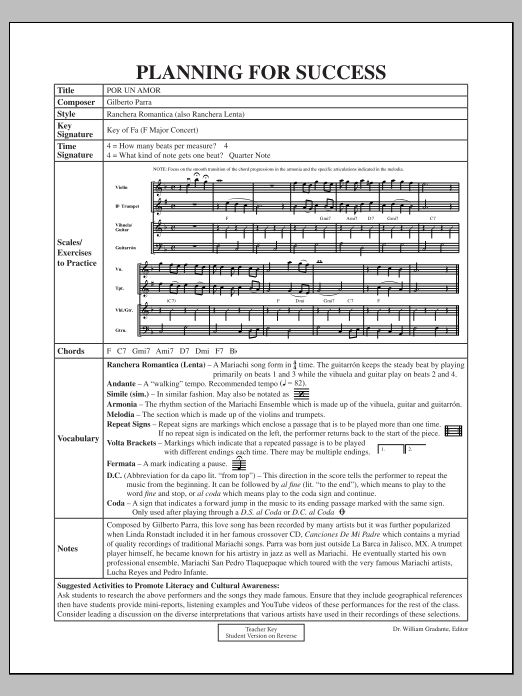 Jose Hernandez Por Un Amor - Planning for Success Sheet Music Notes & Chords for Concert Band - Download or Print PDF