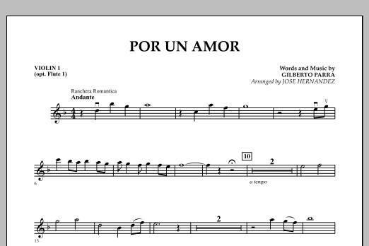 Jose Hernandez Por Un Amor - Violin 1 Sheet Music Notes & Chords for Concert Band - Download or Print PDF