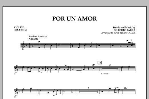 Jose Hernandez Por Un Amor - Violin 2 Sheet Music Notes & Chords for Concert Band - Download or Print PDF