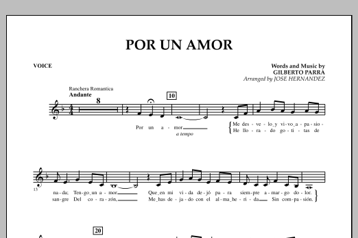 Jose Hernandez Por Un Amor - Vocal Sheet Music Notes & Chords for Concert Band - Download or Print PDF