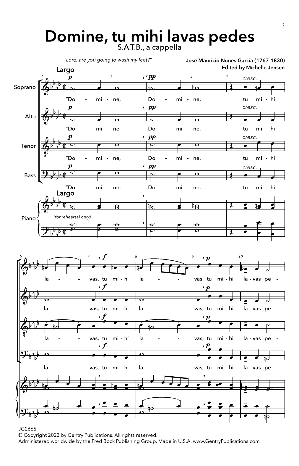 José Mauricio Nunes Garcia Domini Tu Mihi Lavas Pedes Sheet Music Notes & Chords for SATB Choir - Download or Print PDF