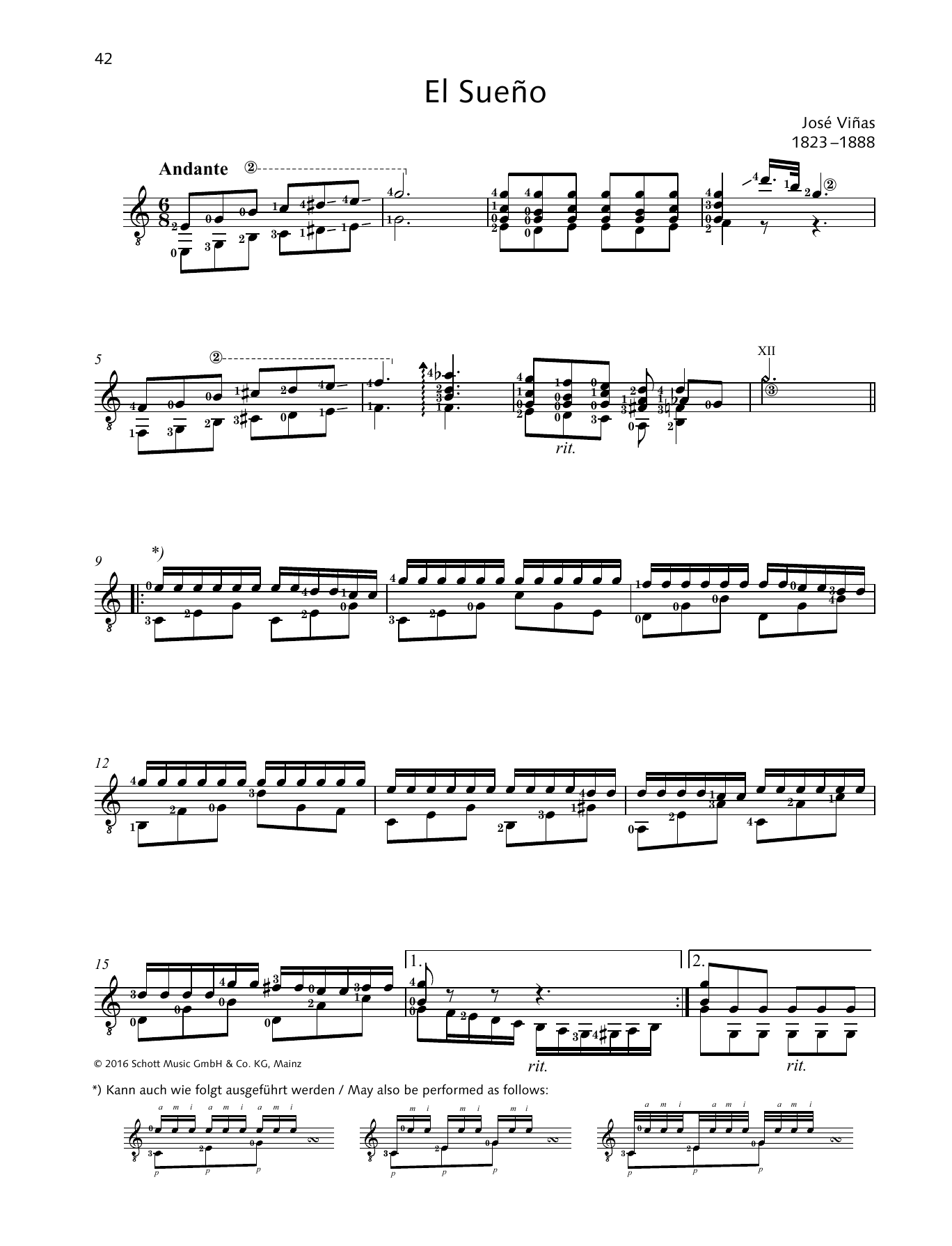 José Viñas El Sueño Sheet Music Notes & Chords for Solo Guitar - Download or Print PDF