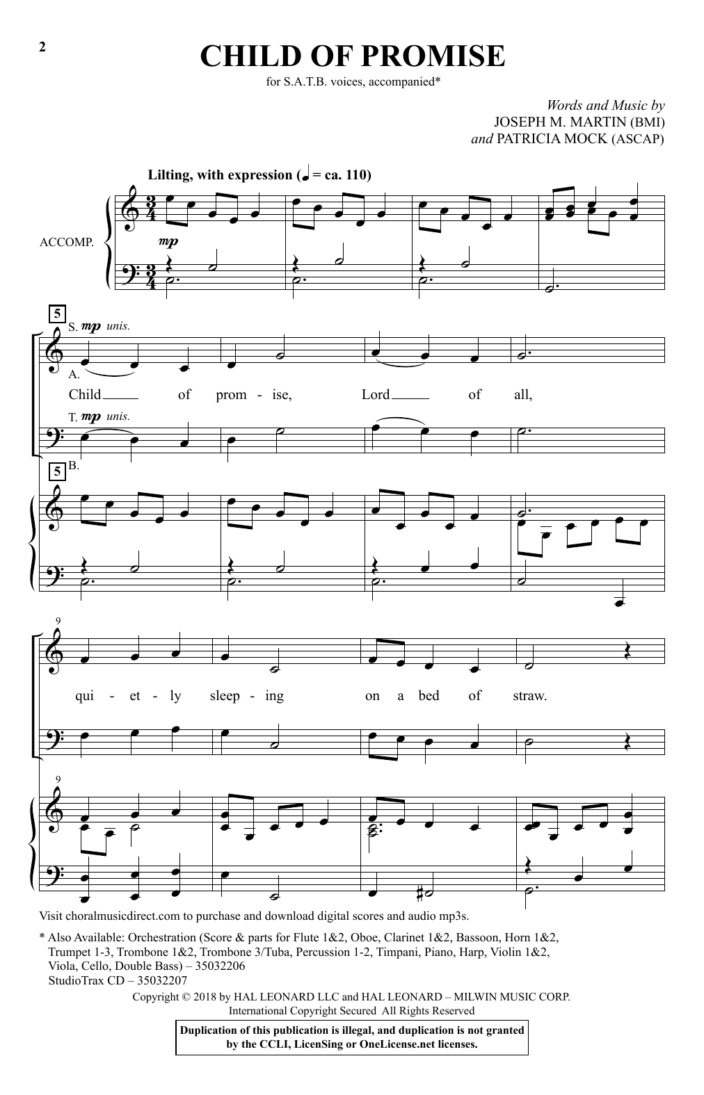 Joseph M. Martin Child Of Promise Sheet Music Notes & Chords for SATB - Download or Print PDF