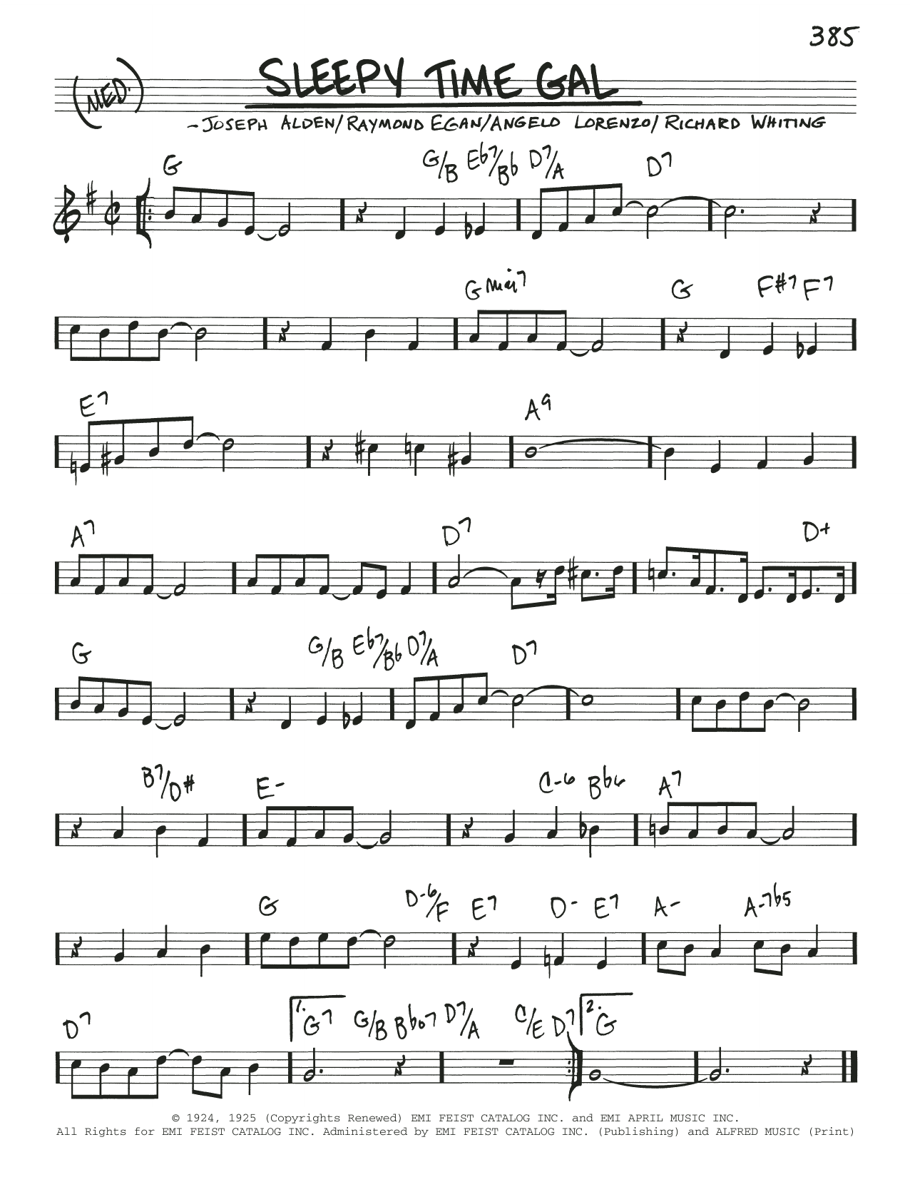Joseph Alden Sleepy Time Gal Sheet Music Notes & Chords for Real Book – Melody & Chords - Download or Print PDF