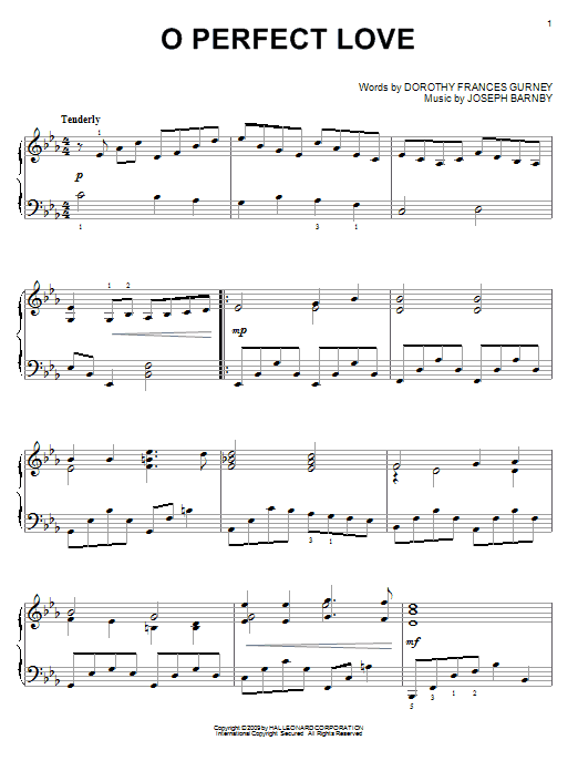 Joseph Barnby O Perfect Love Sheet Music Notes & Chords for Piano, Vocal & Guitar (Right-Hand Melody) - Download or Print PDF