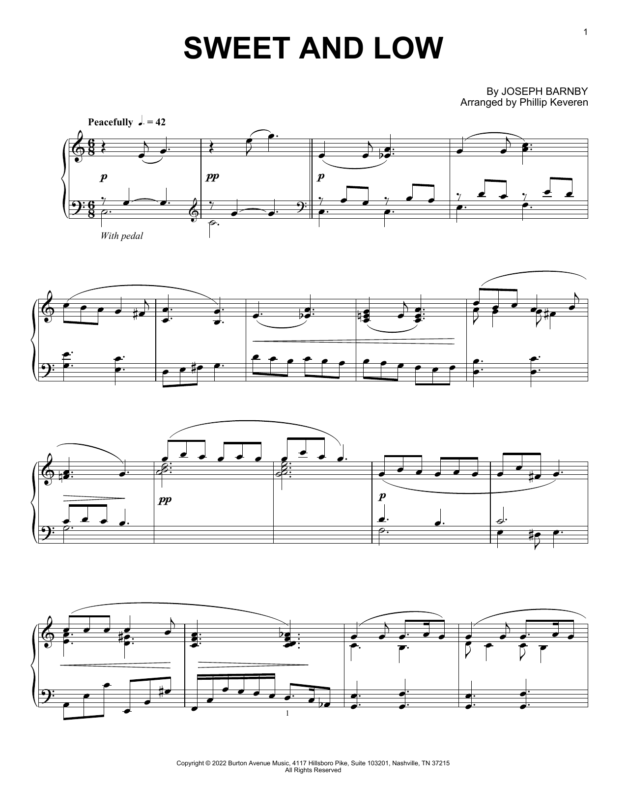 Joseph Barnby Sweet And Low (arr. Phillip Keveren) Sheet Music Notes & Chords for Piano Solo - Download or Print PDF