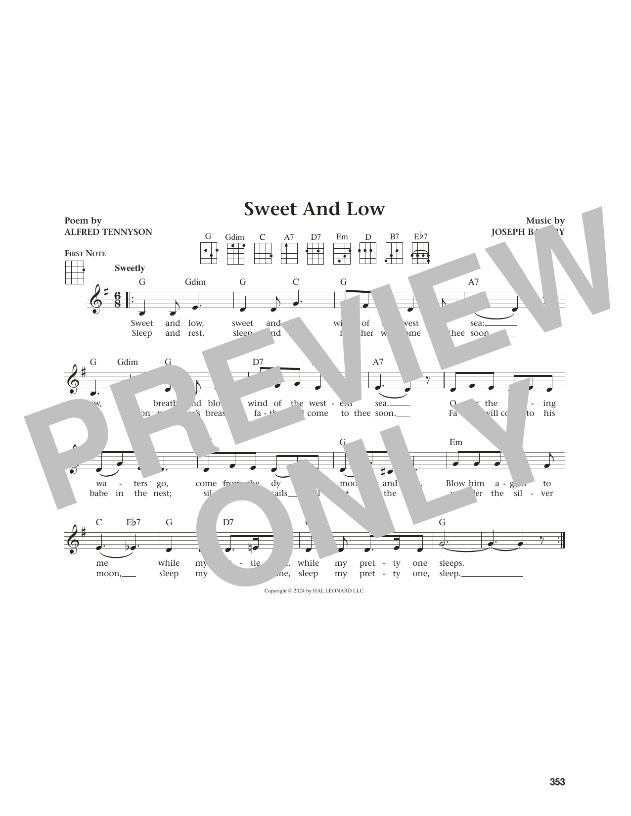 Joseph Barnby Sweet And Low (from The Daily Ukulele) (arr. Jim Beloff) Sheet Music Notes & Chords for Ukulele - Download or Print PDF