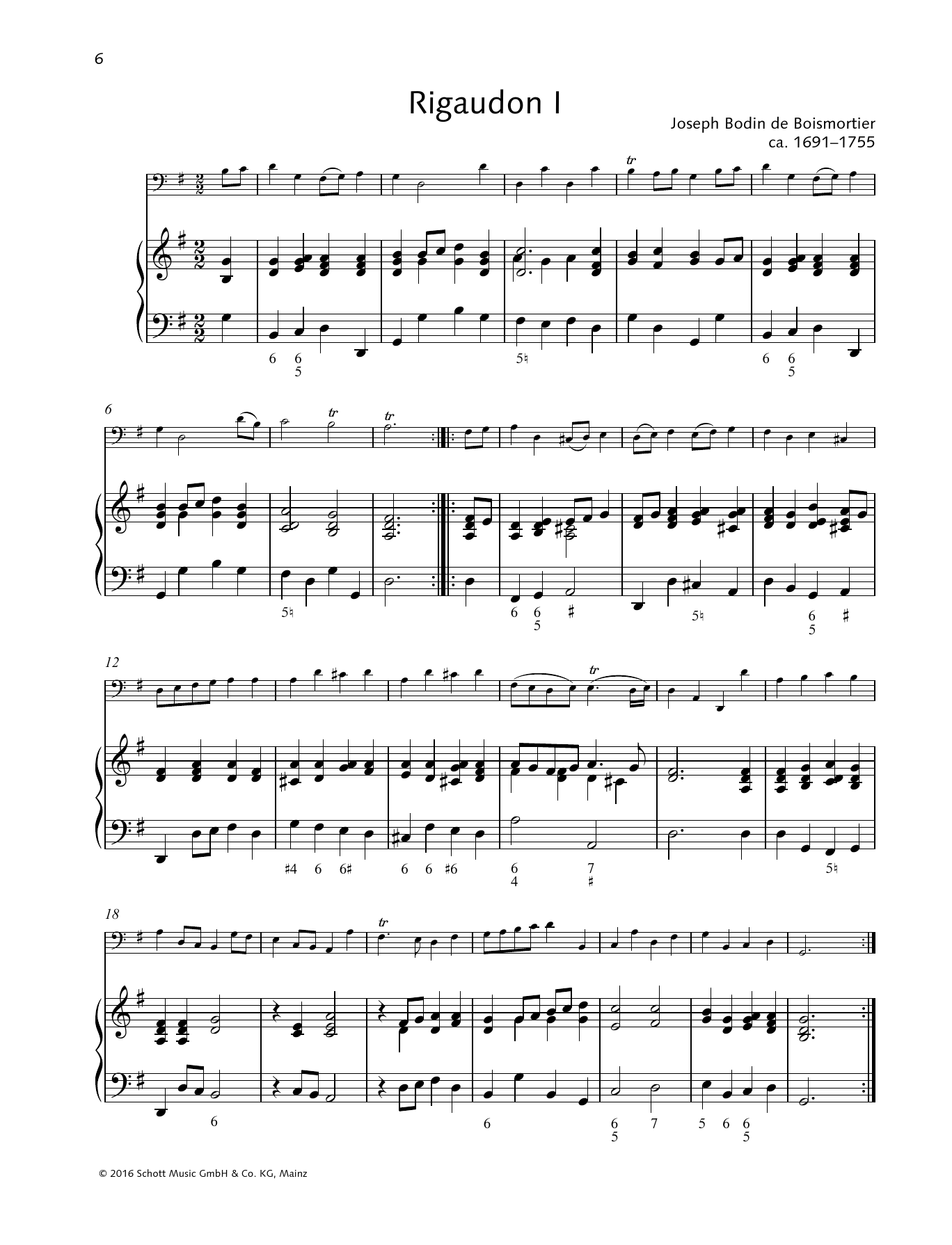 Joseph Bodin De Boismortier Rigaudon I/II Sheet Music Notes & Chords for String Solo - Download or Print PDF