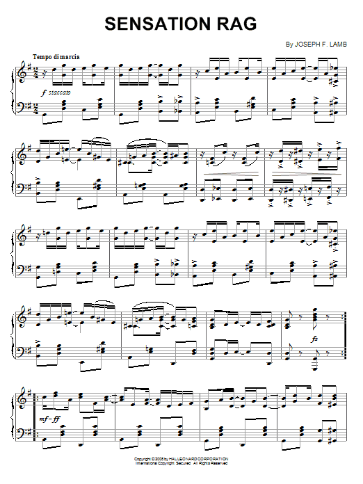 Joseph F. Lamb Sensation Rag Sheet Music Notes & Chords for Piano - Download or Print PDF