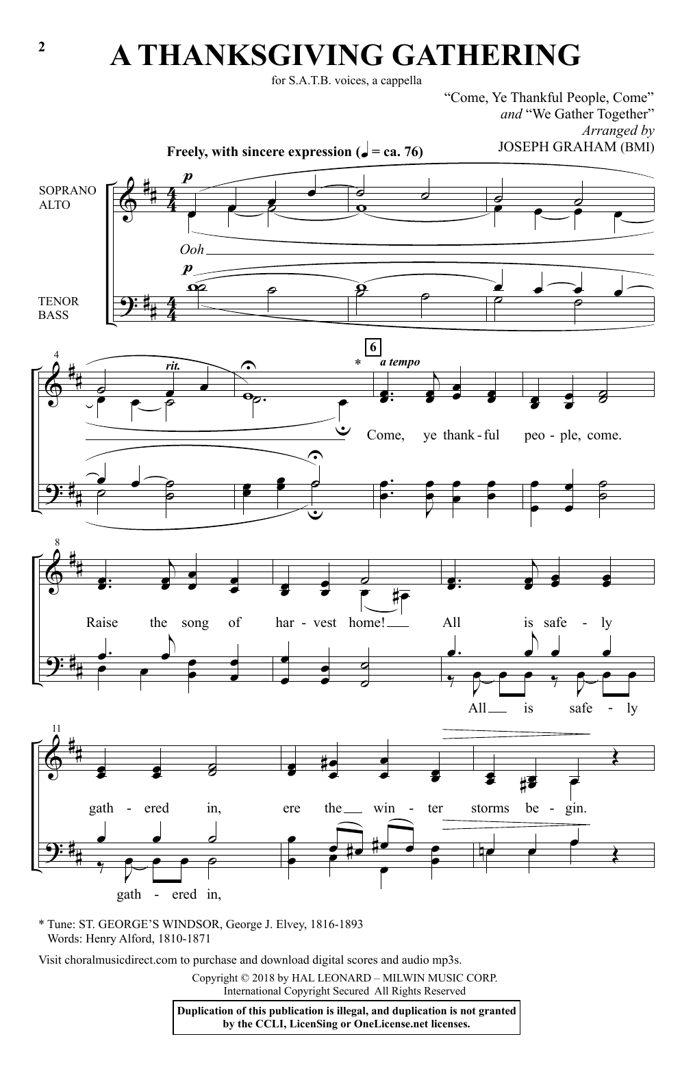 Joseph Graham A Thanksgiving Gathering Sheet Music Notes & Chords for SATB - Download or Print PDF