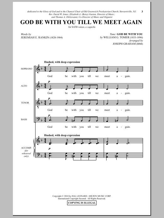 Joseph Graham God Be With You Till We Meet Again Sheet Music Notes & Chords for SATB - Download or Print PDF