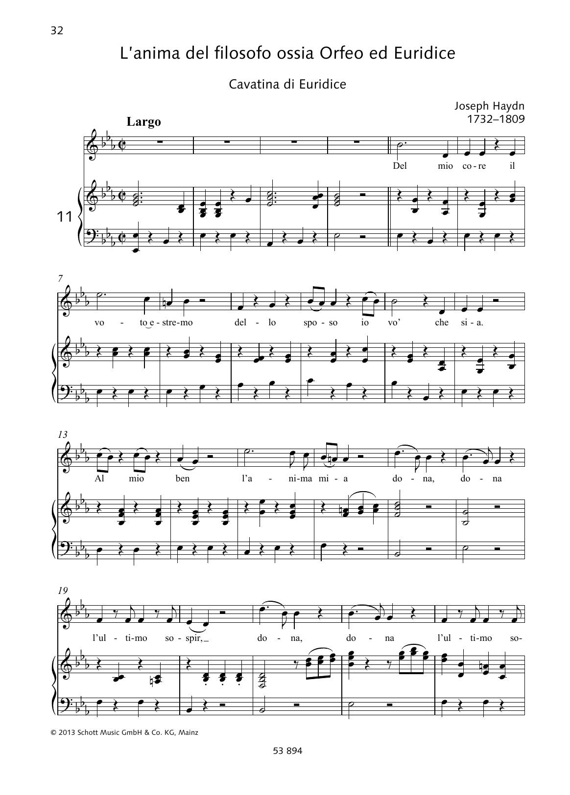 Joseph Haydn Del mio core Sheet Music Notes & Chords for Piano & Vocal - Download or Print PDF