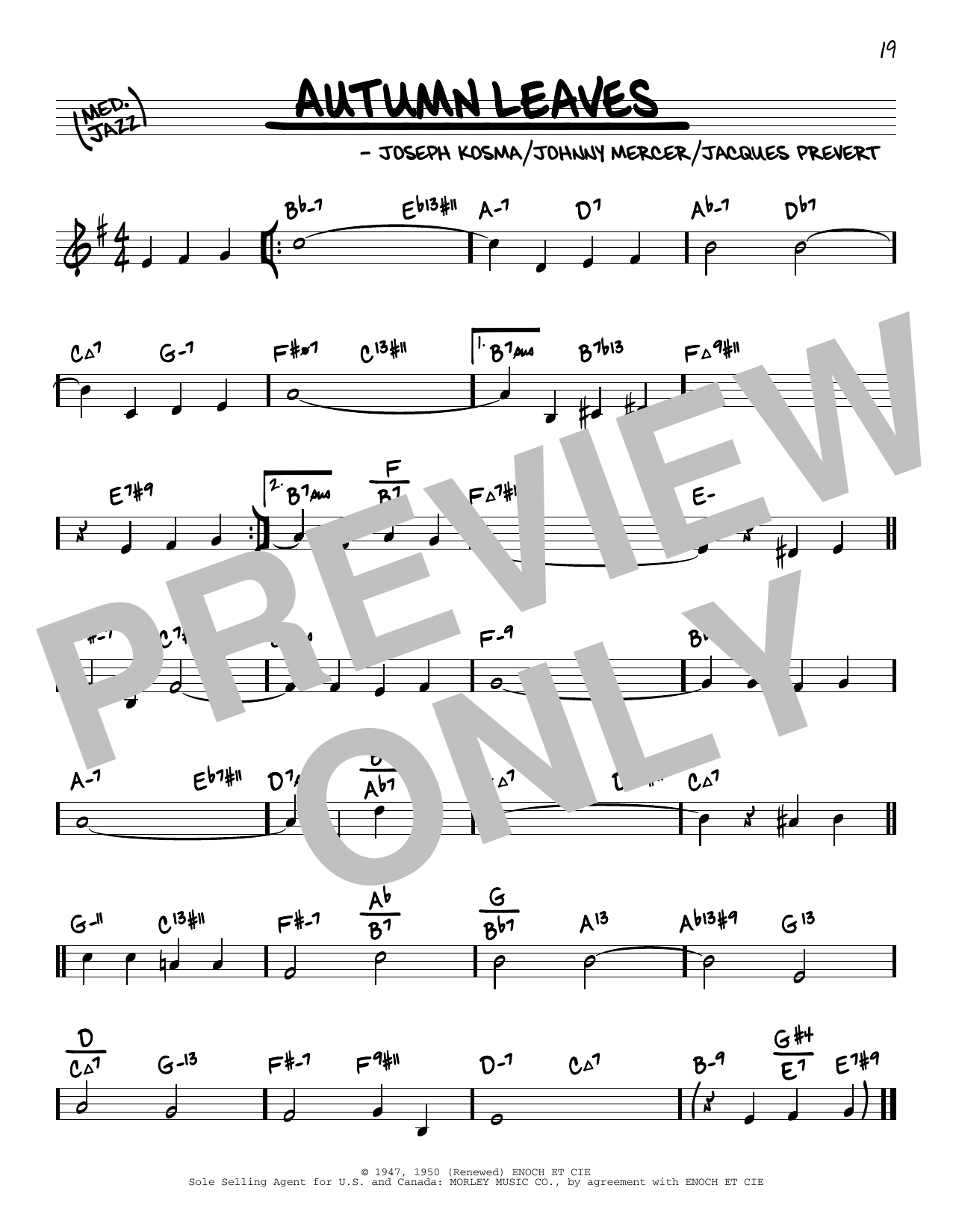 Joseph Kosma Autumn Leaves (arr. David Hazeltine) Sheet Music Notes & Chords for Real Book – Enhanced Chords - Download or Print PDF