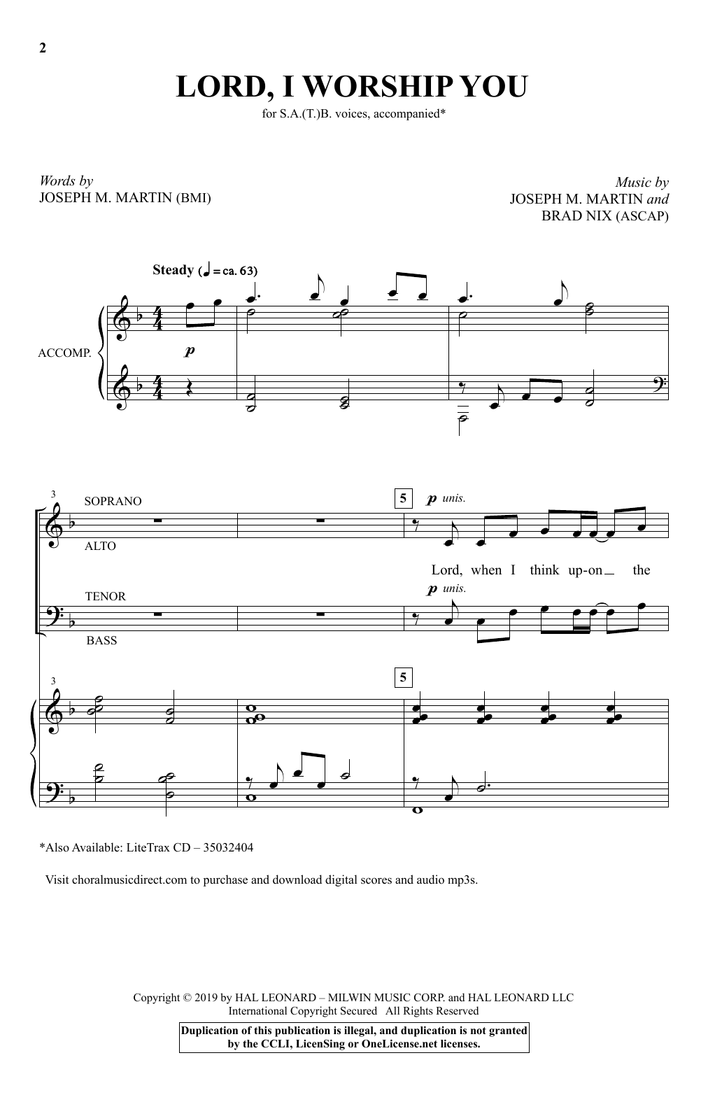 Joseph M. Martin & Brad Nix Lord, I Worship You Sheet Music Notes & Chords for SATB Choir - Download or Print PDF