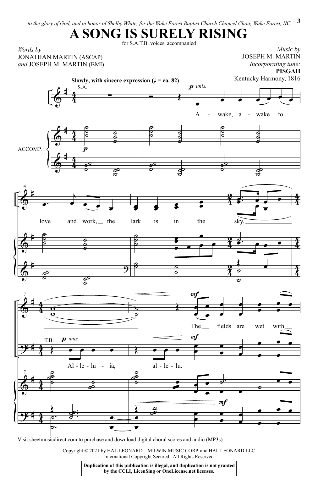Joseph M. Martin & Jonathan Martin A Song Is Surely Rising Sheet Music Notes & Chords for SATB Choir - Download or Print PDF