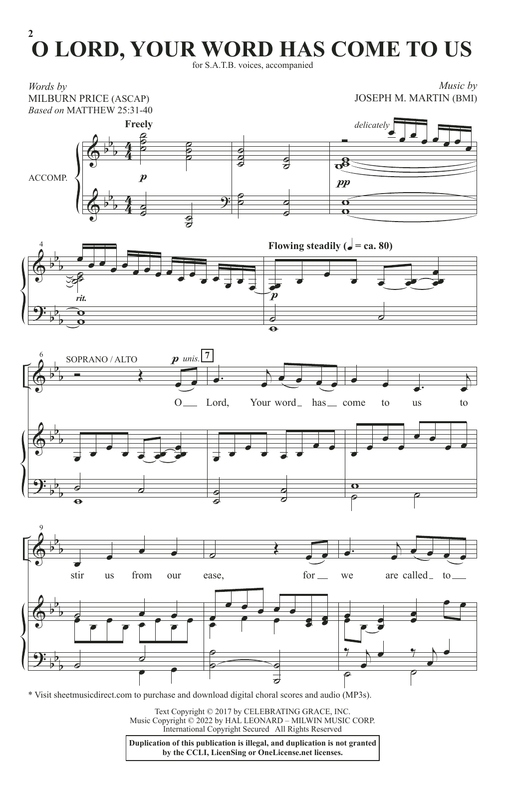 Joseph M. Martin & Milburn Price O Lord, Your Word Has Come To Us Sheet Music Notes & Chords for SATB Choir - Download or Print PDF