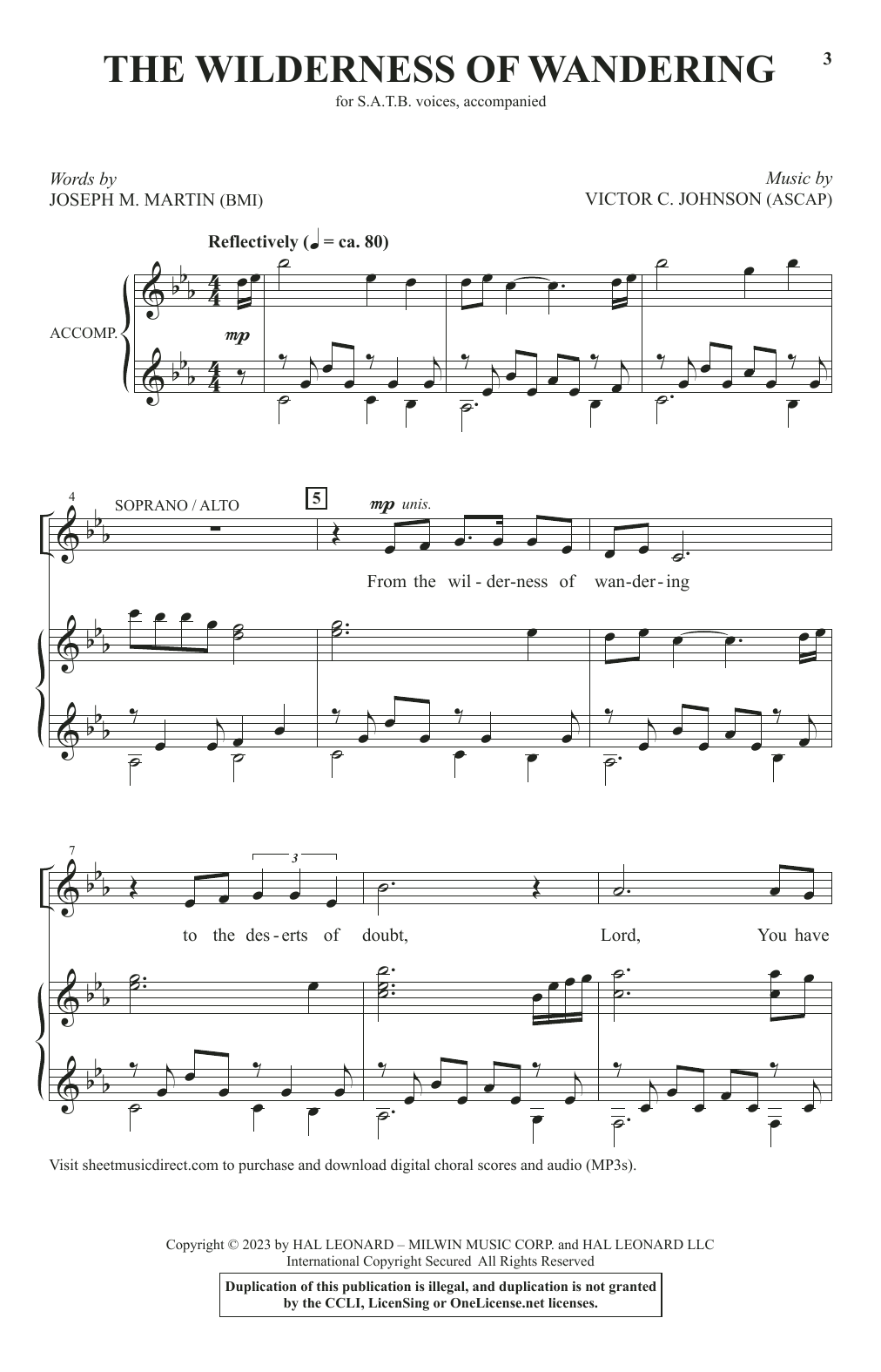 Joseph M. Martin & Victor C. Johnson The Wilderness Of Wandering Sheet Music Notes & Chords for SATB Choir - Download or Print PDF