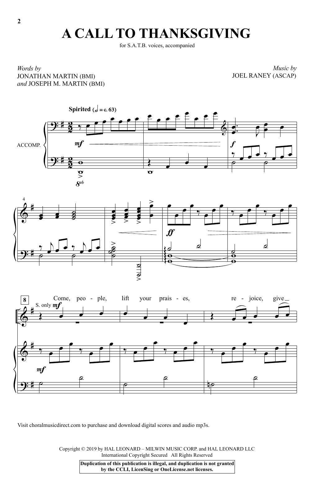 Joseph M. Martin A Call To Thanksgiving Sheet Music Notes & Chords for SATB Choir - Download or Print PDF