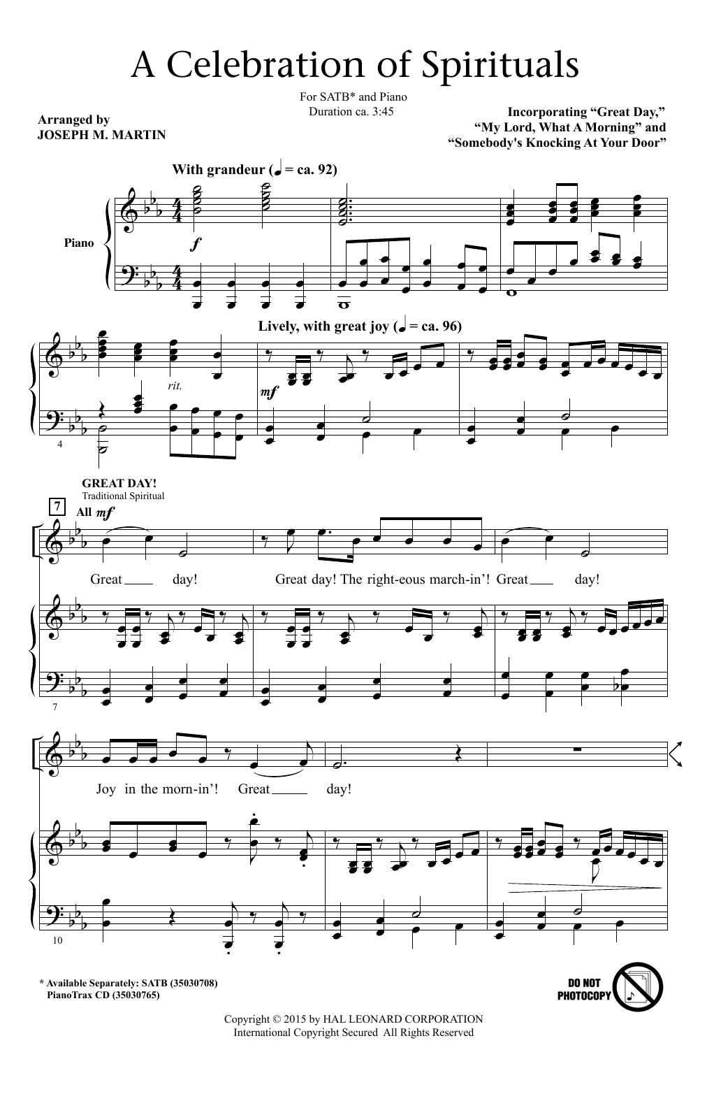 Joseph M. Martin A Celebration Of Spirituals Sheet Music Notes & Chords for SATB - Download or Print PDF