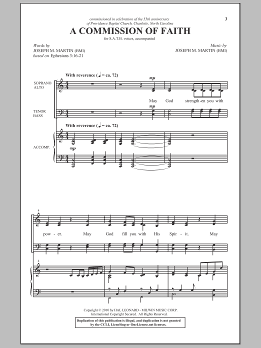 Joseph M. Martin A Commission Of Faith Sheet Music Notes & Chords for SATB - Download or Print PDF
