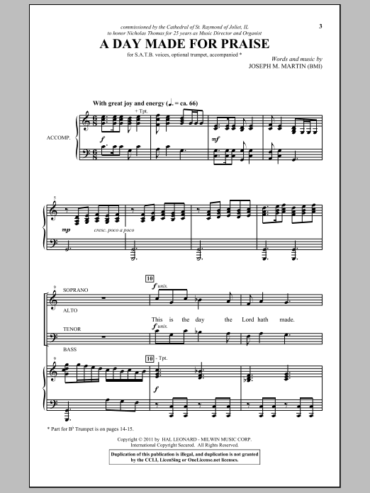 Joseph M. Martin A Day Made For Praise Sheet Music Notes & Chords for SATB - Download or Print PDF
