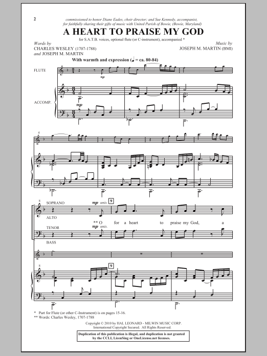 Joseph M. Martin A Heart To Praise My God Sheet Music Notes & Chords for SATB - Download or Print PDF