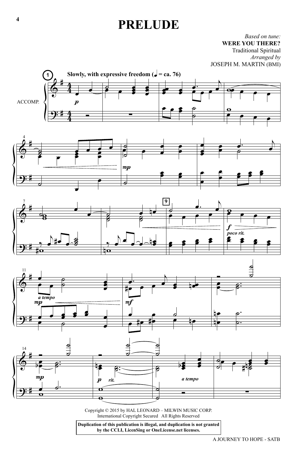 Joseph M. Martin A Journey To Hope (A Cantata Inspired By Spirituals) Sheet Music Notes & Chords for SATB Choir - Download or Print PDF