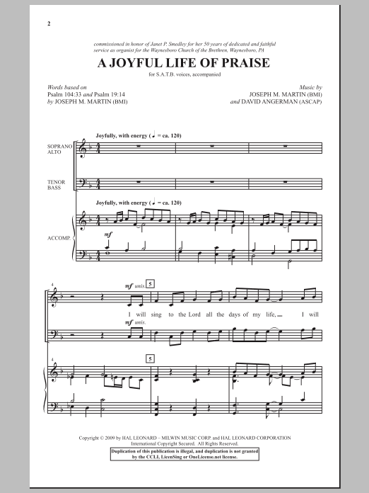 Joseph M. Martin A Joyful Life Of Praise Sheet Music Notes & Chords for SATB - Download or Print PDF