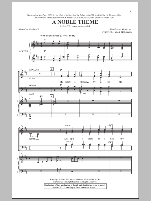 Joseph M. Martin A Noble Theme Sheet Music Notes & Chords for SATB - Download or Print PDF