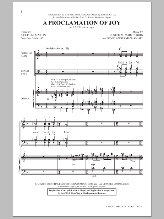 Joseph M. Martin A Proclamation Of Joy Sheet Music Notes & Chords for SATB - Download or Print PDF