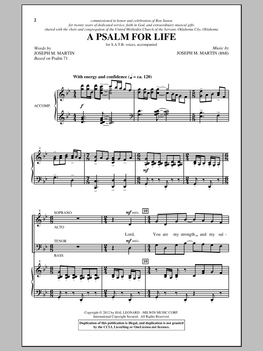Joseph M. Martin A Psalm For Life Sheet Music Notes & Chords for SATB - Download or Print PDF