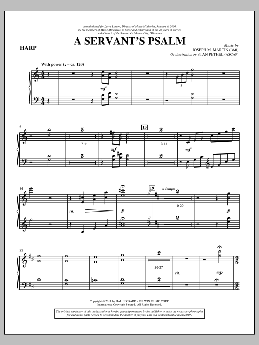 Joseph M. Martin A Servant's Psalm - Harp Sheet Music Notes & Chords for Choir Instrumental Pak - Download or Print PDF