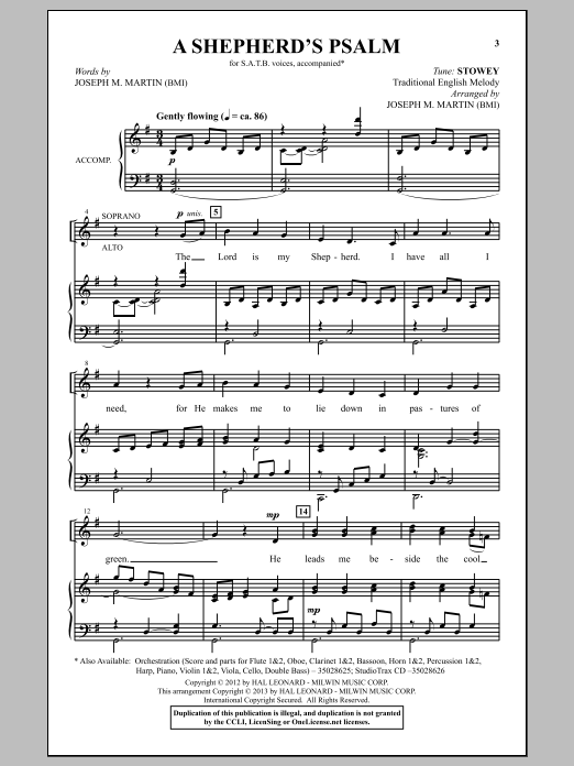 Joseph M. Martin A Shepherd's Psalm Sheet Music Notes & Chords for SATB - Download or Print PDF