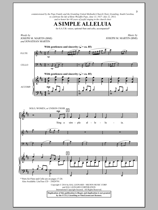 Joseph M. Martin A Simple Alleluia Sheet Music Notes & Chords for Choral - Download or Print PDF