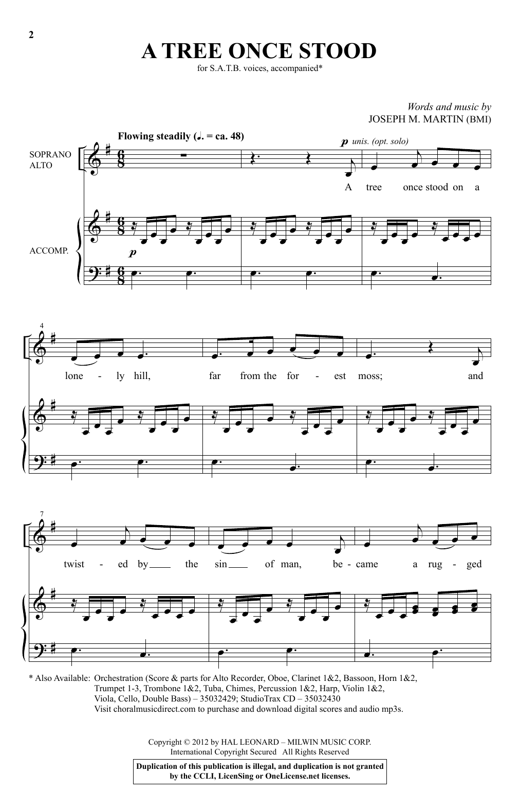 Joseph M. Martin A Tree Once Stood Sheet Music Notes & Chords for SATB Choir - Download or Print PDF