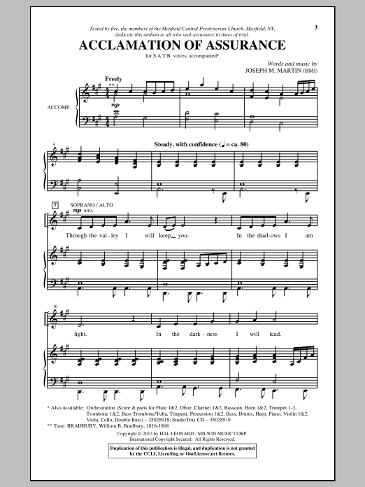 Joseph M. Martin Acclamation Of Assurance Sheet Music Notes & Chords for SATB - Download or Print PDF