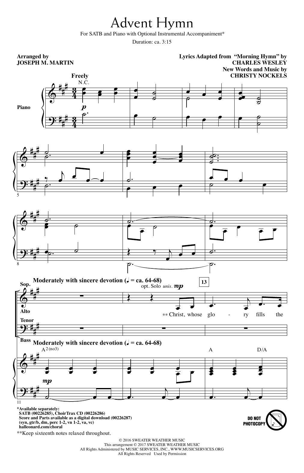 Joseph M. Martin Advent Hymn Sheet Music Notes & Chords for SATB - Download or Print PDF