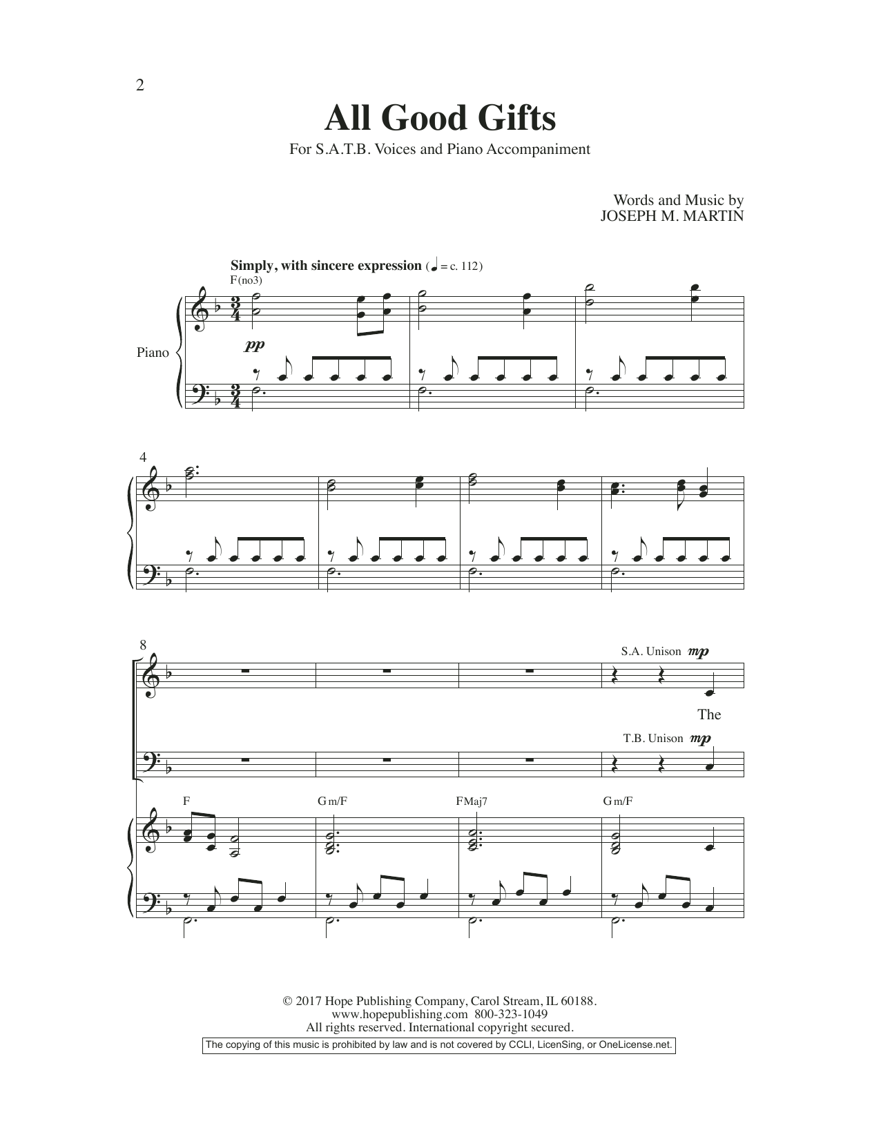 Joseph M. Martin All Good Gifts Sheet Music Notes & Chords for Choir - Download or Print PDF