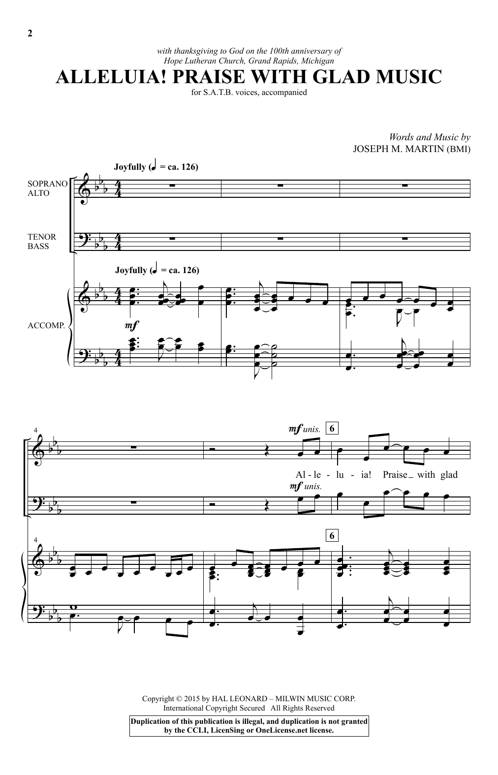 Joseph M. Martin Alleluia! Praise With Glad Music Sheet Music Notes & Chords for SATB - Download or Print PDF
