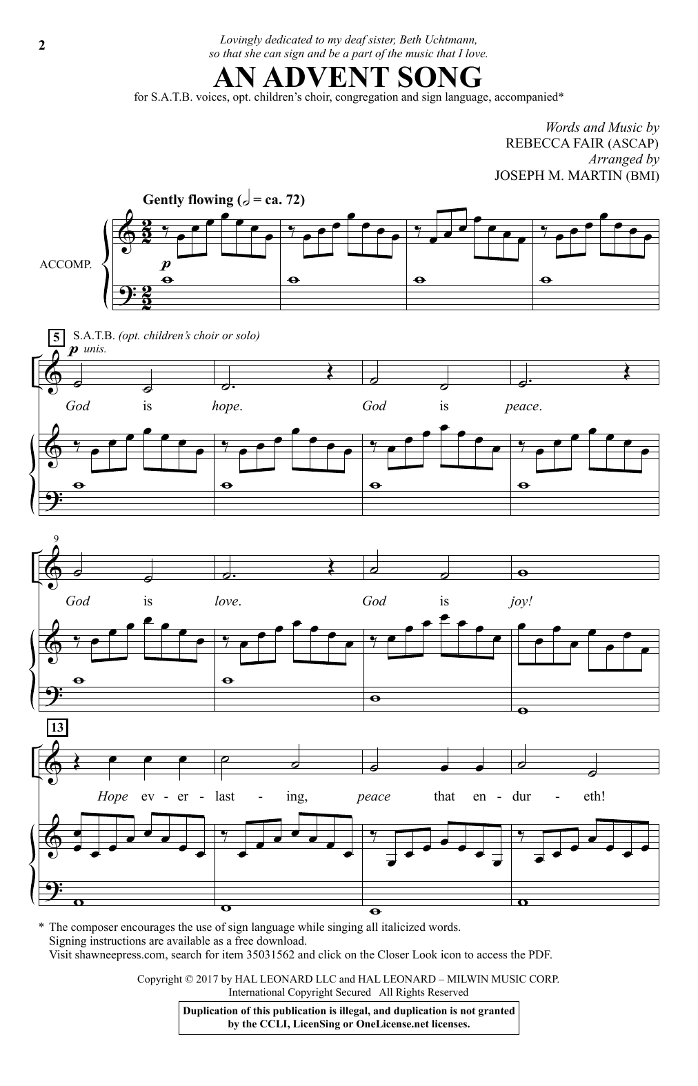 Joseph M. Martin An Advent Song Sheet Music Notes & Chords for Choral - Download or Print PDF