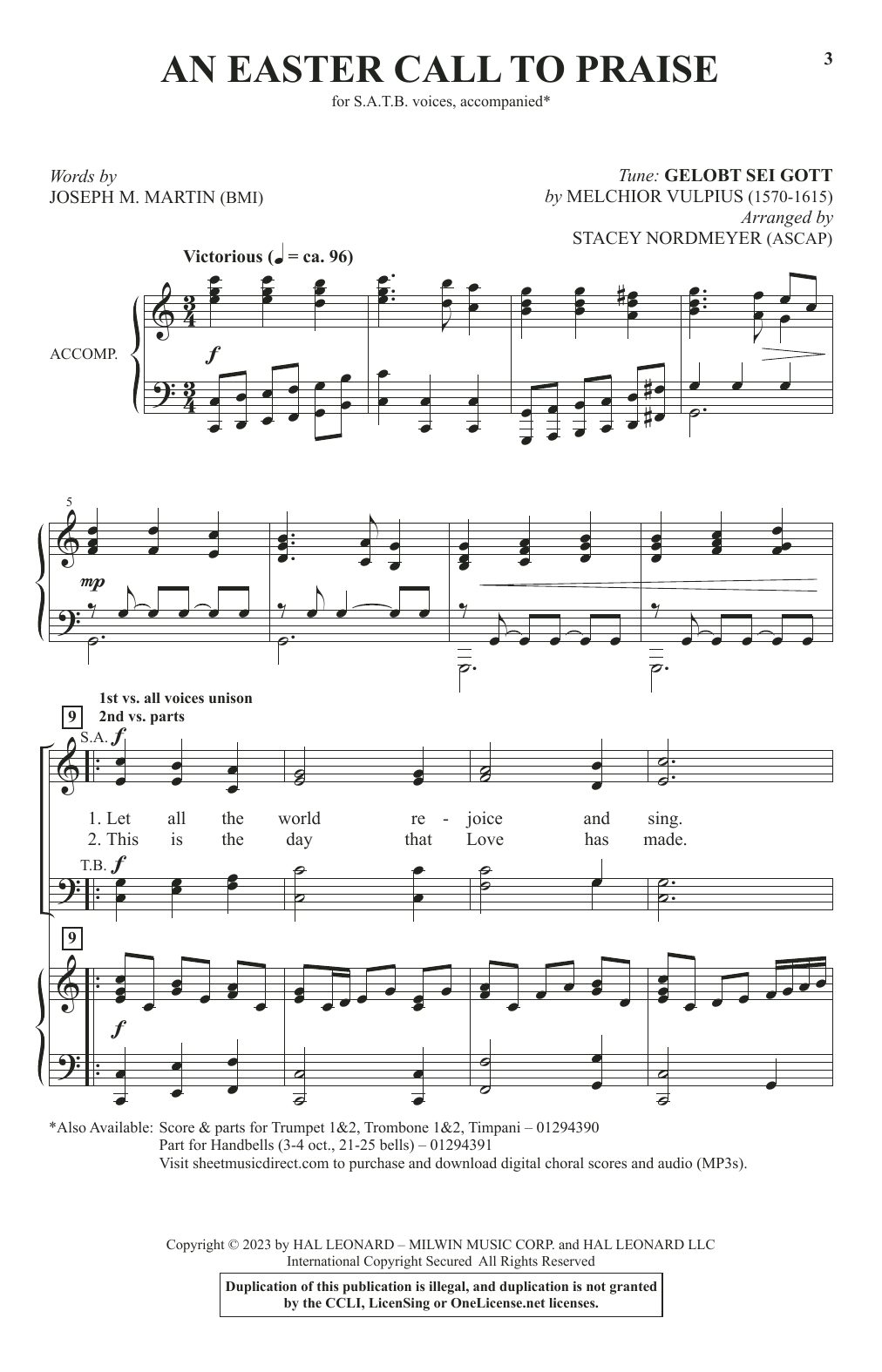 Joseph M. Martin An Easter Call To Praise (arr. Stacey Nordmeyer) Sheet Music Notes & Chords for SATB Choir - Download or Print PDF