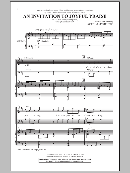Joseph M. Martin An Invitation To Joyful Praise Sheet Music Notes & Chords for SATB - Download or Print PDF