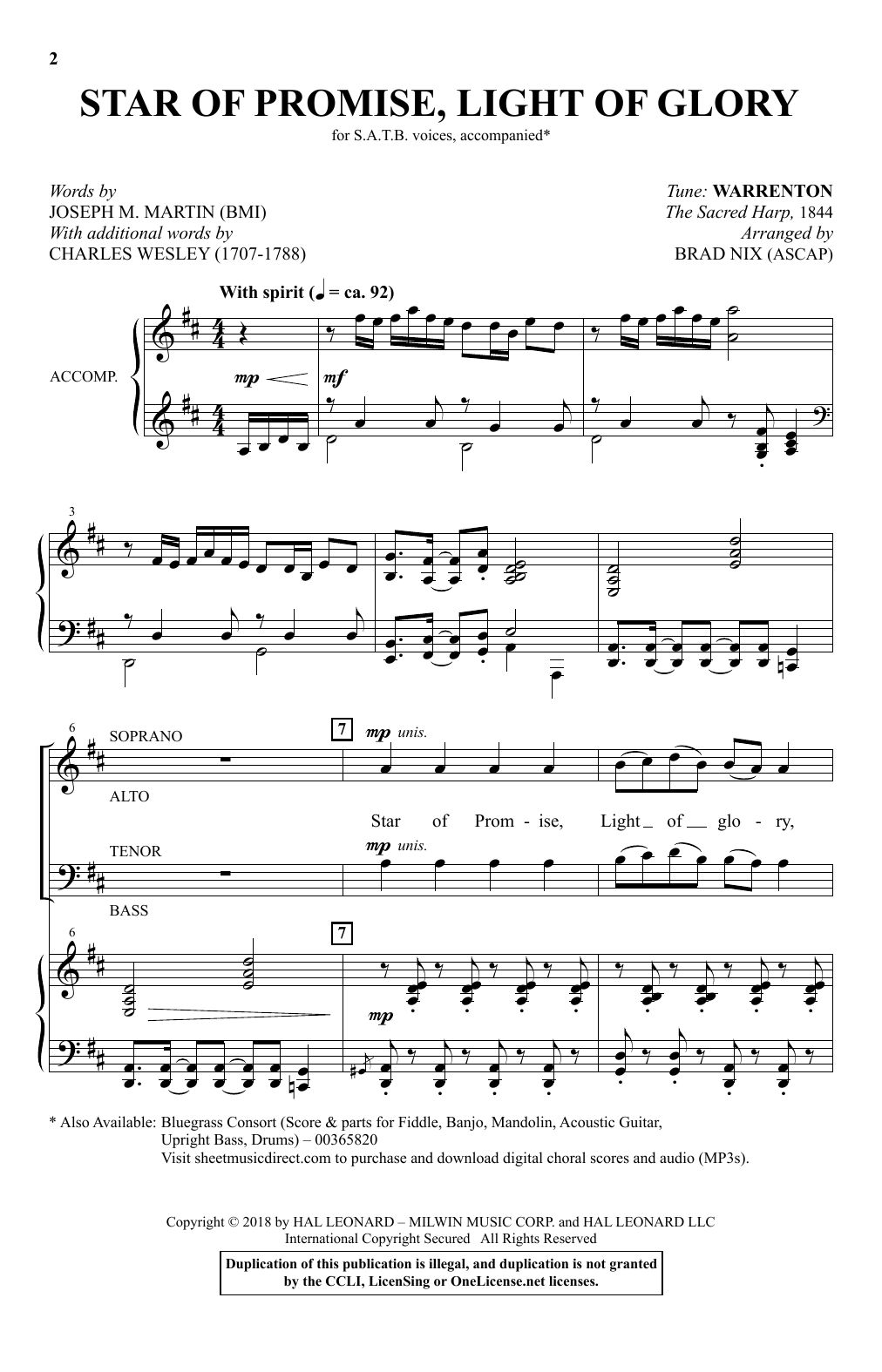 Joseph M. Martin and Charles Wesley Star Of Promise, Light Of Glory (arr. Brad Nix) Sheet Music Notes & Chords for SATB Choir - Download or Print PDF