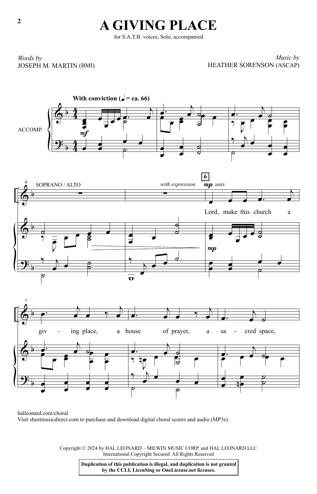 Joseph M. Martin and Heather Sorenson A Giving Place Sheet Music Notes & Chords for SATB Choir - Download or Print PDF