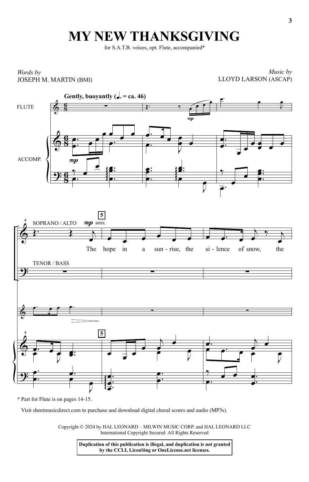 Joseph M. Martin and Lloyd Larson My New Thanksgiving Sheet Music Notes & Chords for SATB Choir - Download or Print PDF